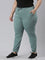 Women Solid Cotton Teal Cuffed Joggers