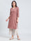 Cotton Ajrakh Floral Print Straight Kurta