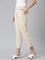 Women Solid Beige Crepe Pants