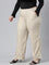 Women Light Beige Linen Cargo Pant