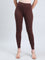 Brown Cotton Stretch Ankle Length Leggings