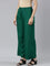 Women Solid Bottle Green Woven Viscose Mid Rise Basic Palazzos