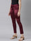 Dark Wine Polyester Shiny Pants