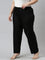 Women Solid Black Viscose Mid Rise Casual Pants