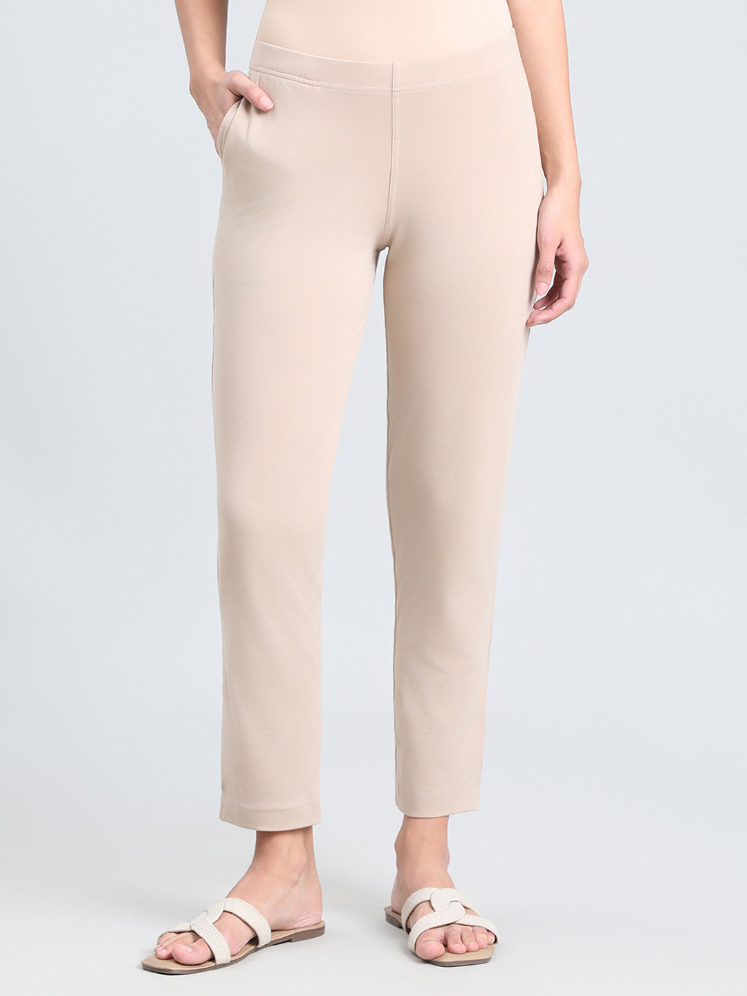 Dark Beige Cotton Stretch Kurti Pants