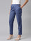 Women Solid Jean Blue Mid Rise Cotton Pants