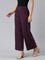 Women Solid Purple Woven Viscose Mid Rise Basic Palazzos