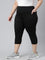 Women Solid Black High Rise Training Capri