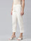 Women Solid Cream Mid Rise Cropped Pencil Pant