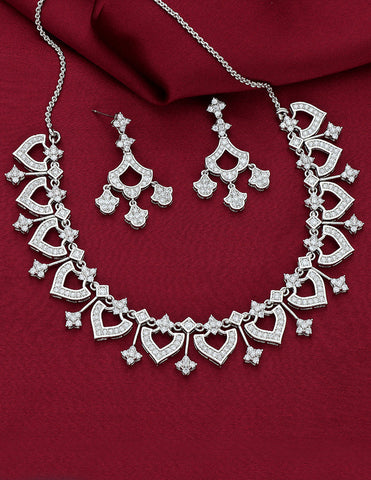 Designer Zirconia Rhodium Necklace Set