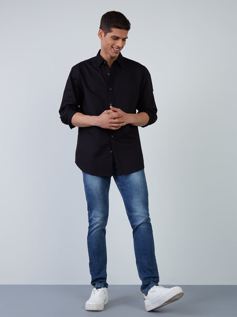 WES Casuals Black Relaxed-Fit Shirt