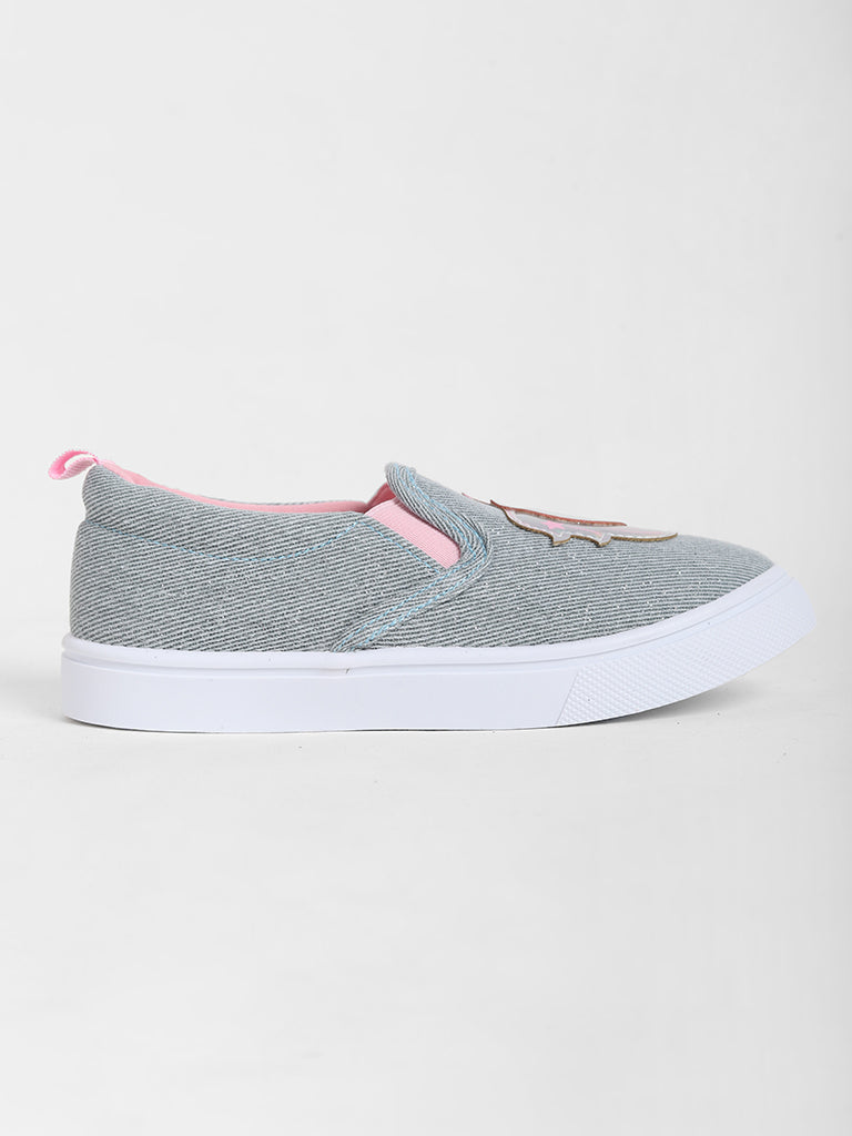 Gender-Neutral Chambray Slip-On Sneakers For Kids