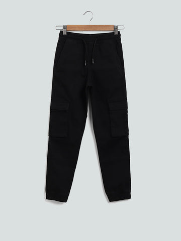 Buy Studiofit Solid Dark Purple Cargo Joggers from Westside