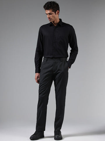 WES Formals Black Ultra Slim Fit Shirt