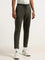 Studiofit Solid Olive Relaxed-Fit Mid-Rise Track Pants