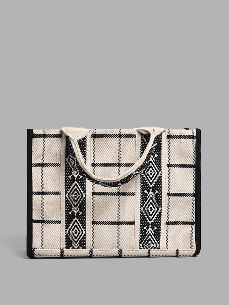 LOV Navy Geometric Textured Handbag – Cherrypick