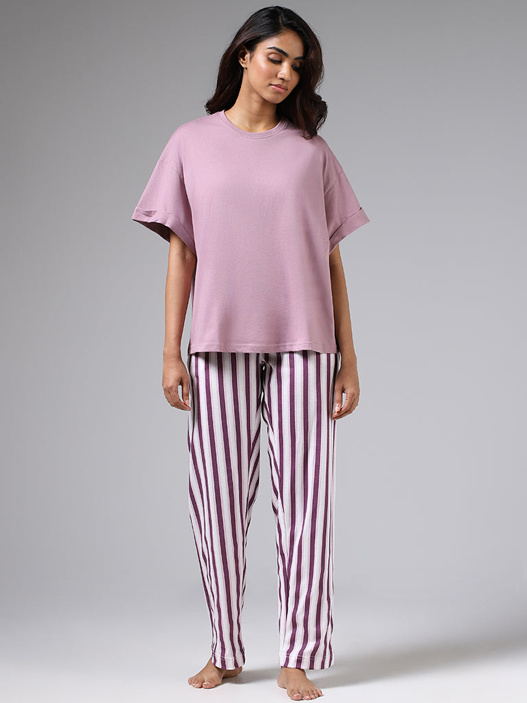 Wunderlove Nude Pink Striped Seersucker Shirt & Pyjamas Set – Cherrypick