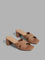 LUNA BLU Tan Brown Criss-Cross Block Sandals