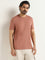 WES Casuals Light Pink Slim Fit T-Shirt