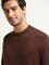 WES Formals Brown Relaxed-Fit Knitted T-Shirt