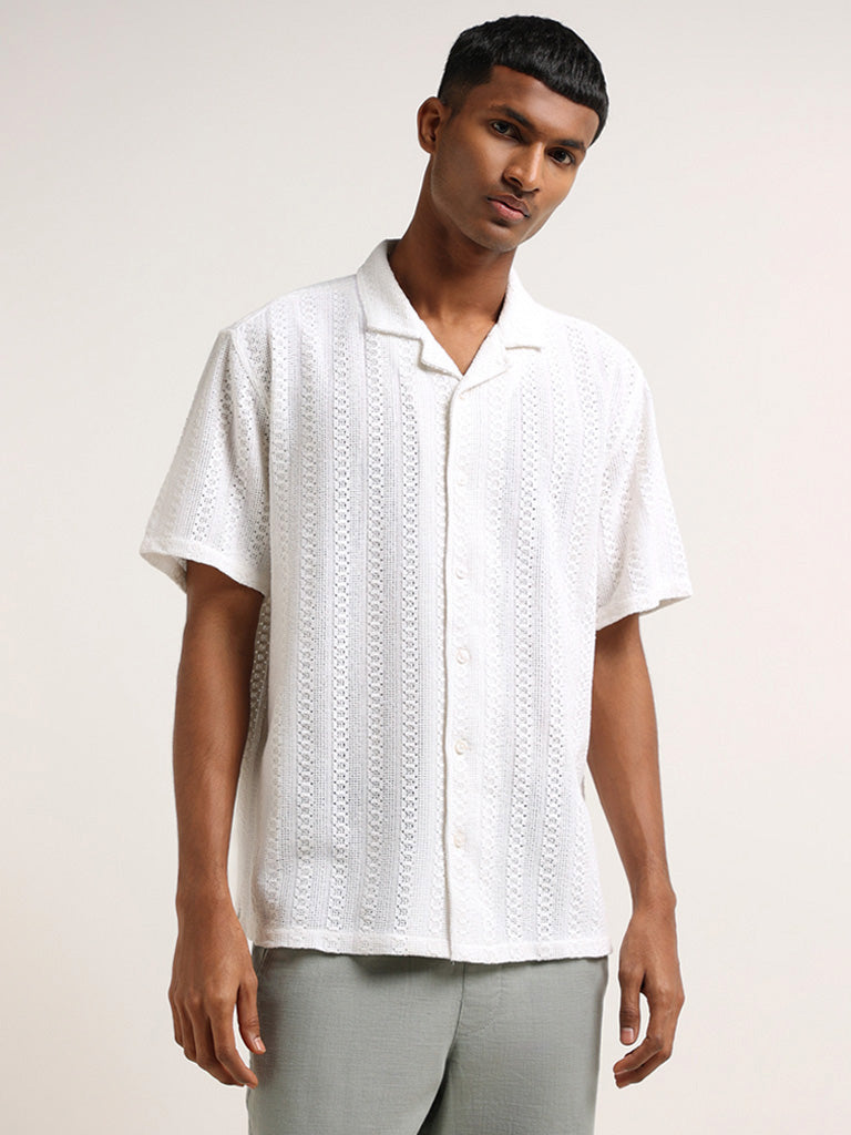 ETA Off-White Crochet Knit Relaxed Fit Shirt