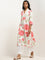 Utsa Coral Floral Print A-Line Cotton Kurta