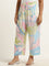 Diza Multicolour Marble Patterned High-Rise Ethnic Pants