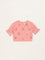 Utsa Kids Peach Floral Embroidered Cotton Blend Top (2 - 8yrs)