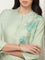 Zuba Green Floral Print Cotton Blend A-Line Kurta