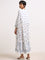 Utsa White Gathered Button-Down Maxi Dress