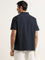 WES Casuals Navy Textured Cotton Relaxed Fit Shirt