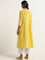 Utsa Yellow Pintuck Design A-Line Cotton Kurta