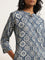 Utsa Blue Printed Straight Fit Kurta