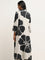 Utsa Black & Off-White Floral Printed A-Line Kurta