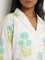 Utsa Turquoise Floral Patterned A-Line Cotton Kurta