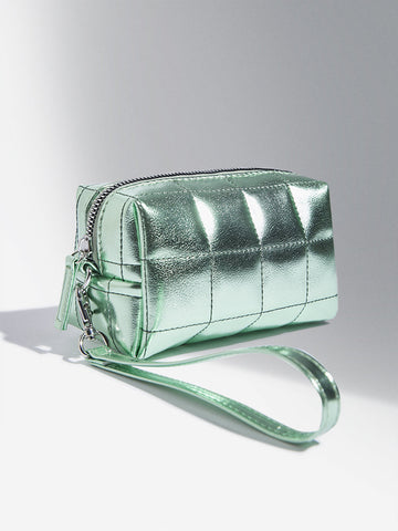 Studiowest Green Metallic Quilted Pouch