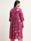 Diza Purple Foliage Print A-Line Kurta