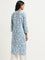 Utsa Blue Leaf Patterned Straight Kurta