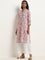 Utsa Lilac Leaf Patterned Straight Kurta