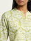 Utsa Green Ikat Printed Straight Cotton Kurta