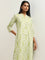 Utsa Green Ikat Printed Straight Cotton Kurta