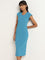 Nuon Blue Textured Midi Dress