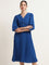 Wardrobe Blue Pleated A-Line Dress