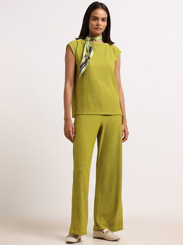 Wardrobe Light Green Flare Pants