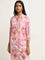 Utsa Pink Ikat Printed Straight Cotton Kurta