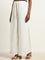 LOV White Tie up Cotton Wide Leg Pants