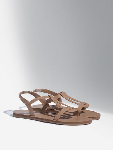 LUNA BLU Dark Beige Multi-Strap Slingback Sandals