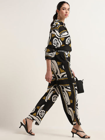 Wardrobe Black Abstract Print Pants