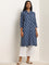 Utsa Indigo Butta Print Straight Cotton Kurta