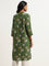 Utsa Green Bird Printed Straight Cotton Kurta